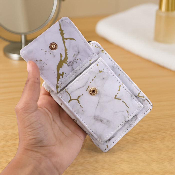 Compact Marble Finish Snap Button Card Holder Wallet (1 Pc) by Your Brand