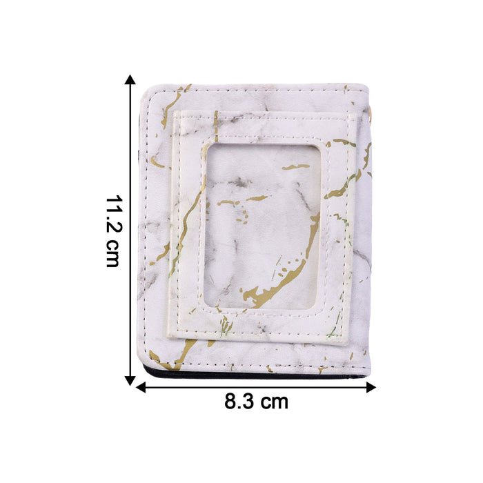 Compact Marble Finish Snap Button Card Holder Wallet (1 Pc) by Your Brand