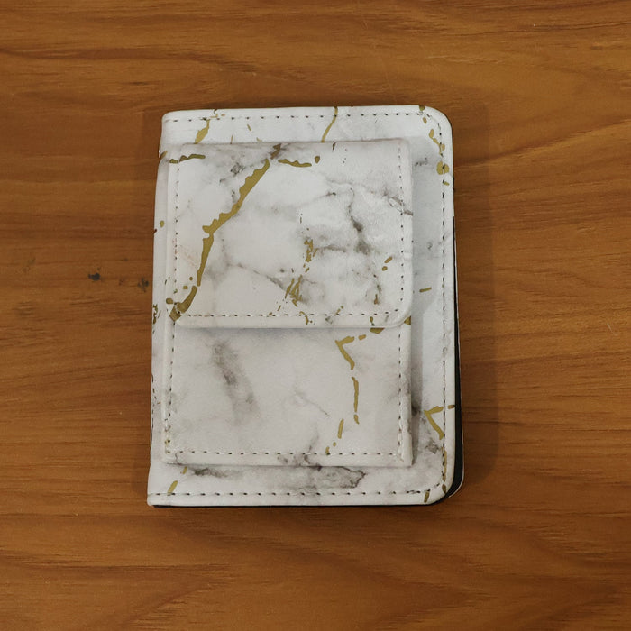 Compact Marble Finish Snap Button Card Holder Wallet (1 Pc) by Your Brand
