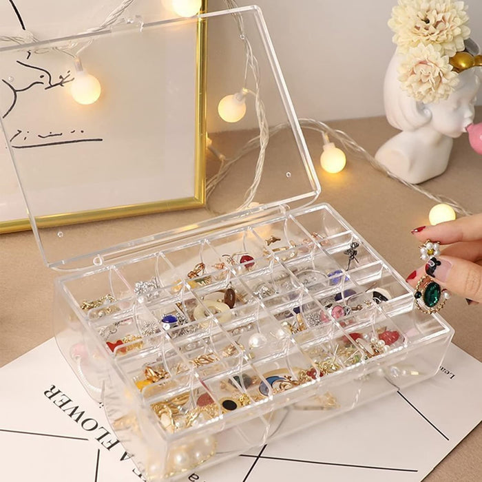 Acrylic jewellery organizer 2 layers open showing compartment capacity India