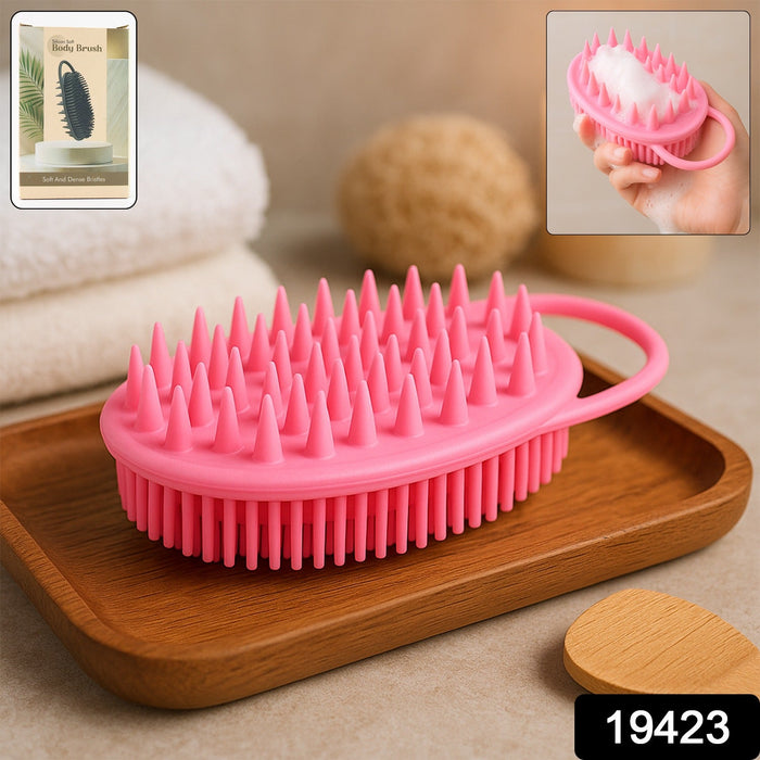 2-in-1 Silicone Soft Bristle Bath Brush by Your Brand