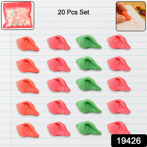 Shankh Shape Eraser Rubber (20 Pc / Mix Colour & Design) by Your Brand