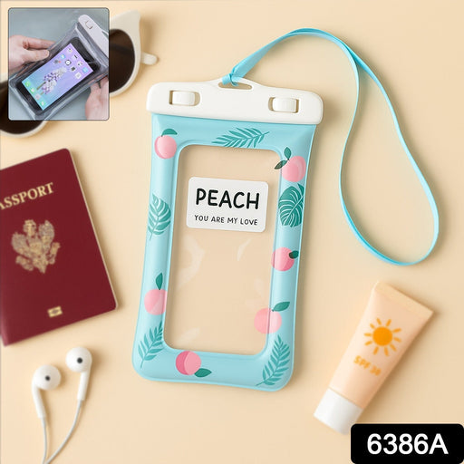 Waterproof Peach Transparent Mobile Pouch with Neck Strap (1 Pc) by Your Brand