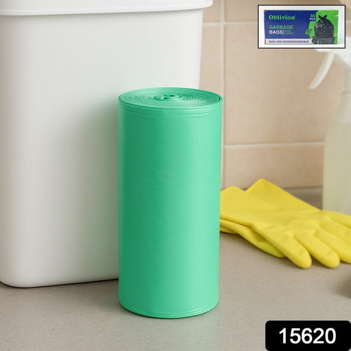 Bio-degradable Eco Friendly Garbage / Trash Bags Rolls (19" x 21") (Green) by Your Brand