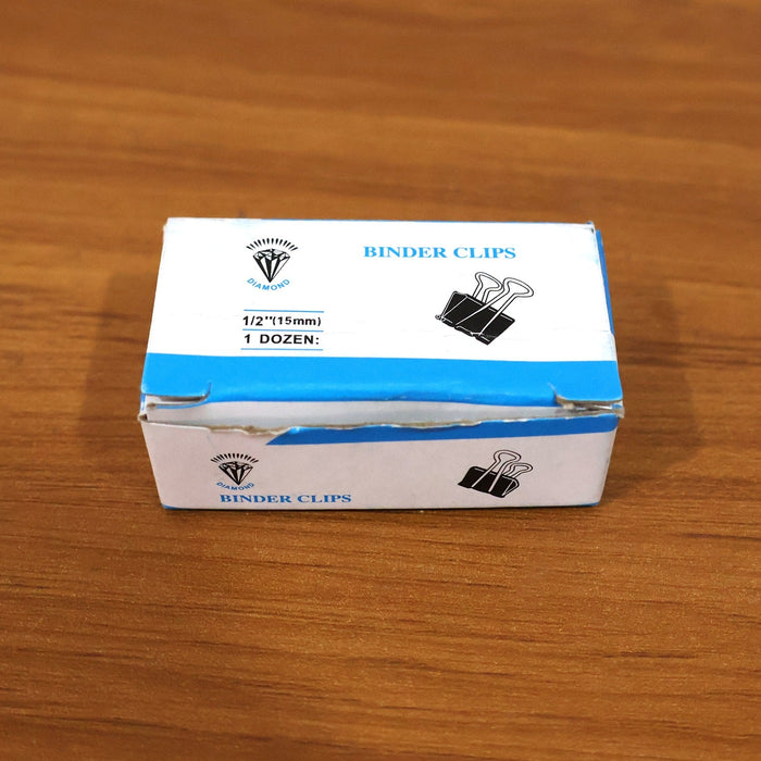 Black Metal Binder Clips (15 MM, 12 Pieces Set) by Your Brand