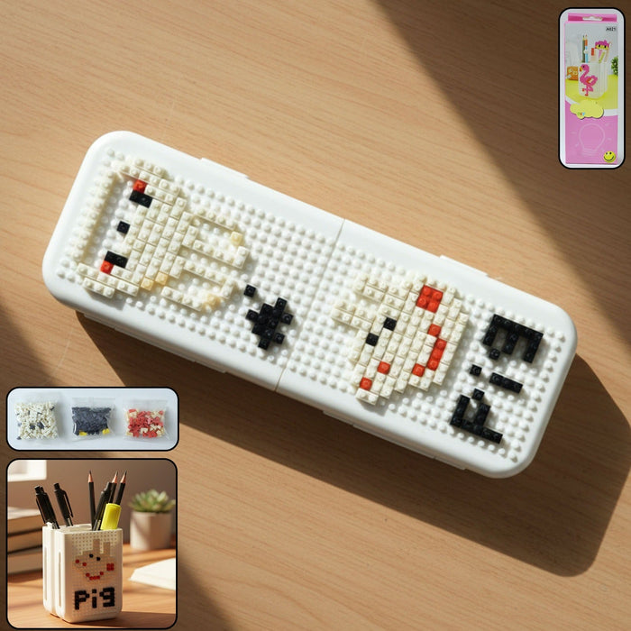 Decorative Pixel Art Style Desk Pen Holder (1 Pc) by Your Brand