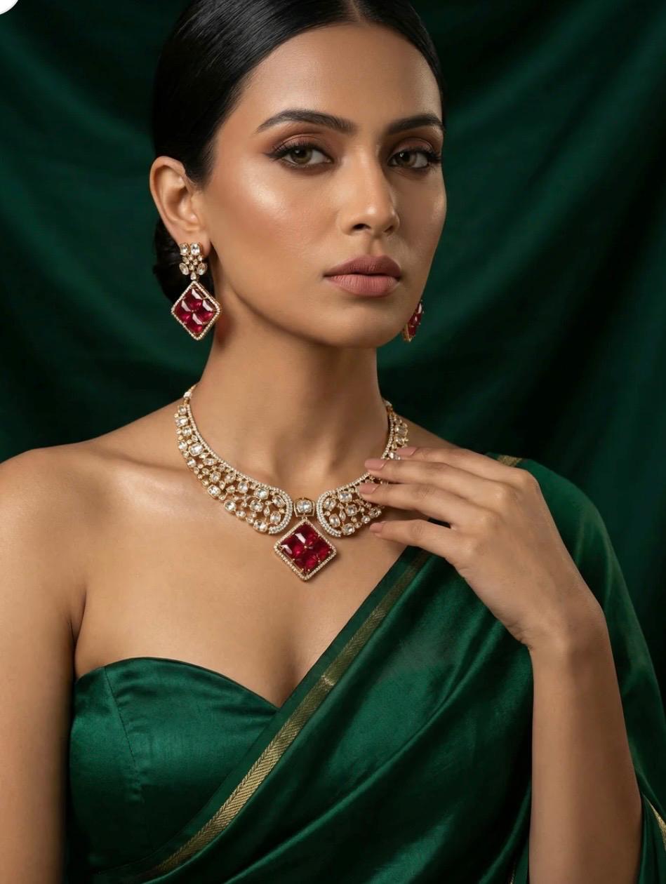 Vim Square Victorian Necklace Set – Royal Elegance for Women