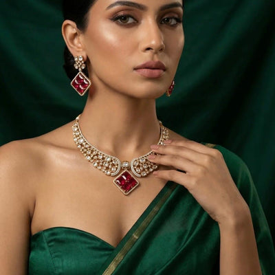 Vim Square Victorian Necklace Set – Royal Elegance for Women