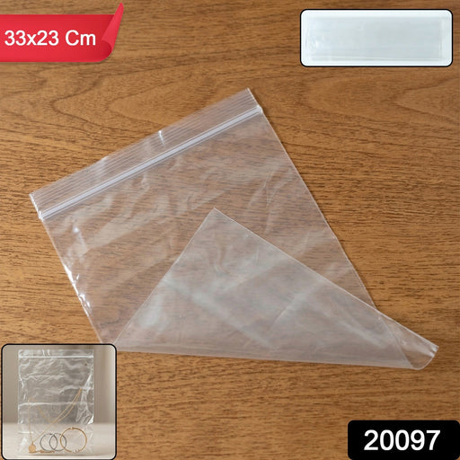 Transparent Plastic Zip Lock Bag (1 Pc, 33x23 Cm) by Your Brand