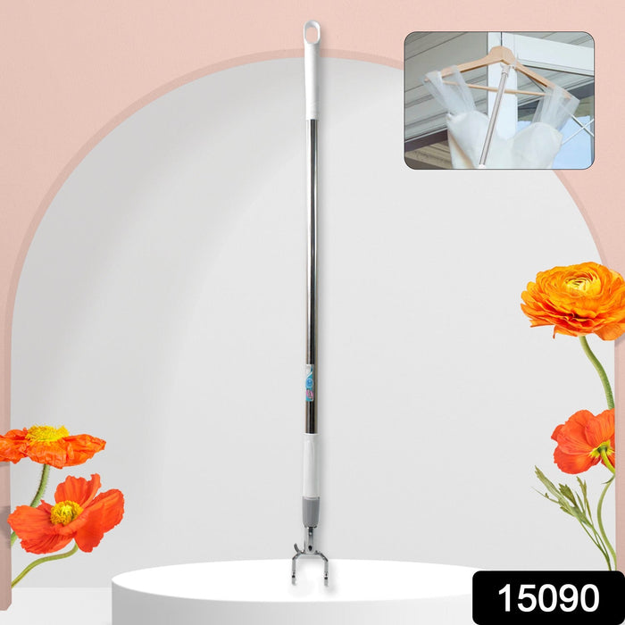 Stainless Steel Telescopic Pole Clothes Hooks Hanger (1 Pc / 155 cm) by Your Brand