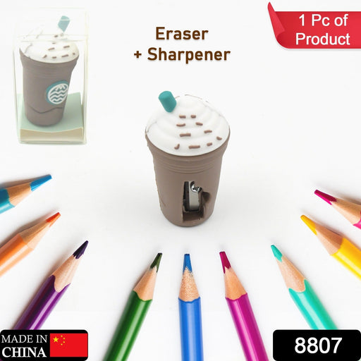 2In1 3D Cute Coffee Or Ice cream Shape sharpner Like Rotary Manual Pencil Sharpener for Kids Ice Cream Style Office School Supplies, Back to School Gift for Students,Kids Educational Stationary kit, B'Day Return Gift (1 Pc) by Your Brand