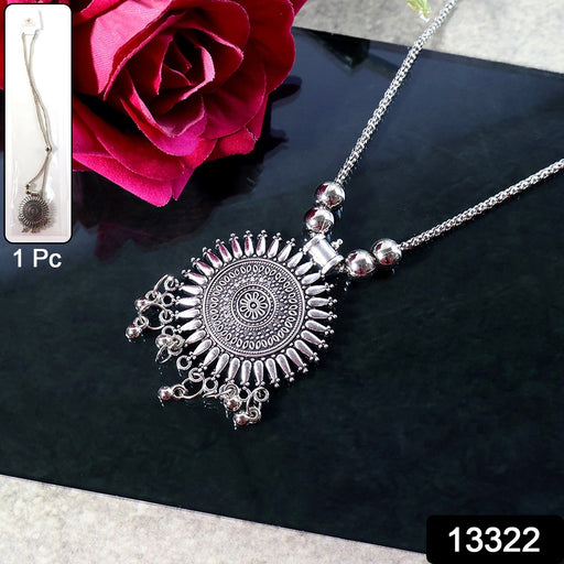 Oxidised Silver Traditional Long Necklace (1 Pc) by Your Brand