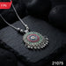 Antique Silver-Tone Oxidized Floral Mandala Pendant Necklace (1 Pc) by Your Brand
