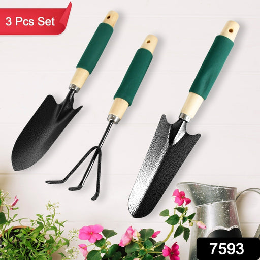 Gardening Tools Hand Cultivator Trowel Heavy Duty Wooden Handle 3 Pc by Your Brand