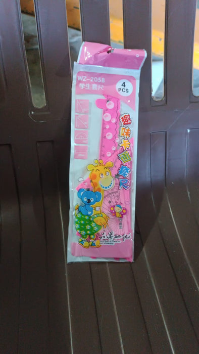 Cute Cartoon Giraffe Ruler / Scale Meter Ruler / Triangle Ruler (4 Pc Set) by Your Brand