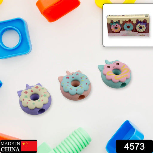 Tree Small Sized Cartoon Themed Non-Toxic Donut Erasers, School Stationery (3pc Set) by Your Brand