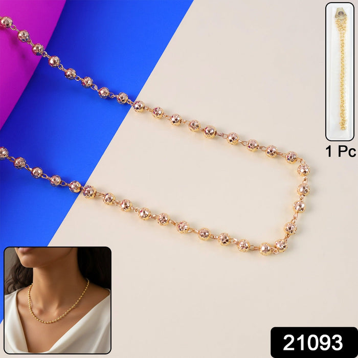 Elegant Gold-Tone Beaded Necklace Chain for Women (1 Pc) by Your Brand