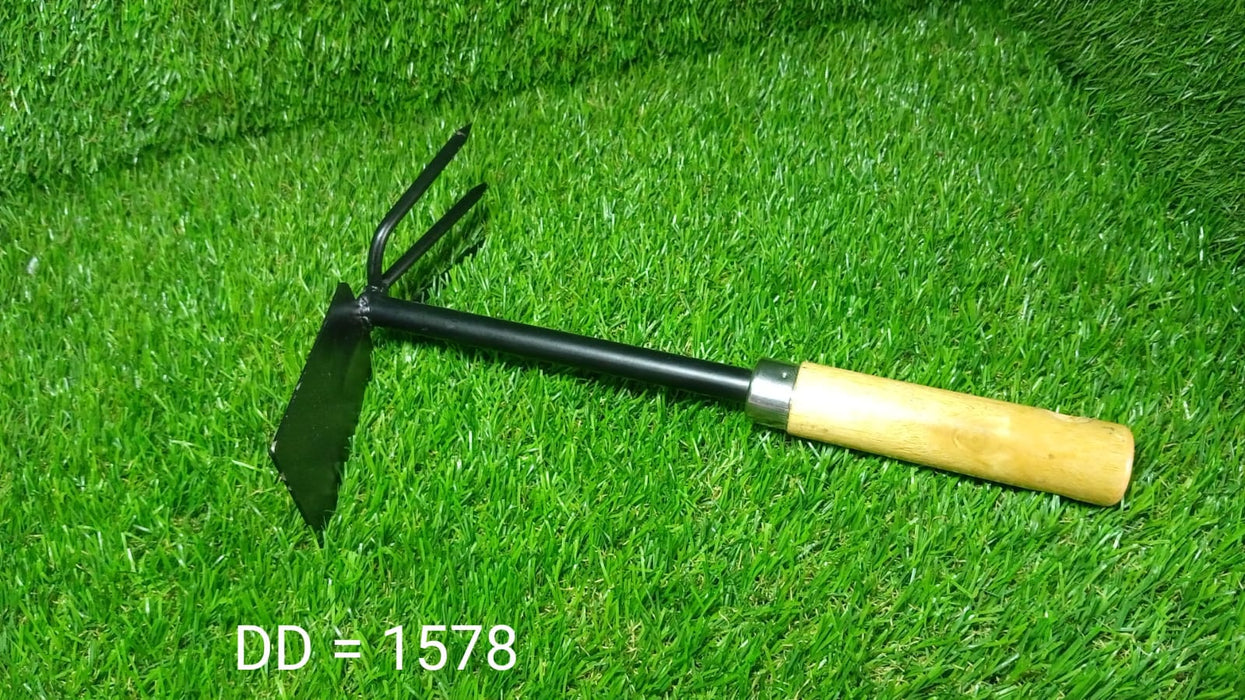 2 in 1 Double Hoe Gardening Tool with Wooden Handle by Your Brand