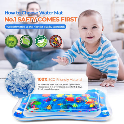 Baby Kids Water Mat Toys Inflatable Tummy Time Leakproof Water Mat