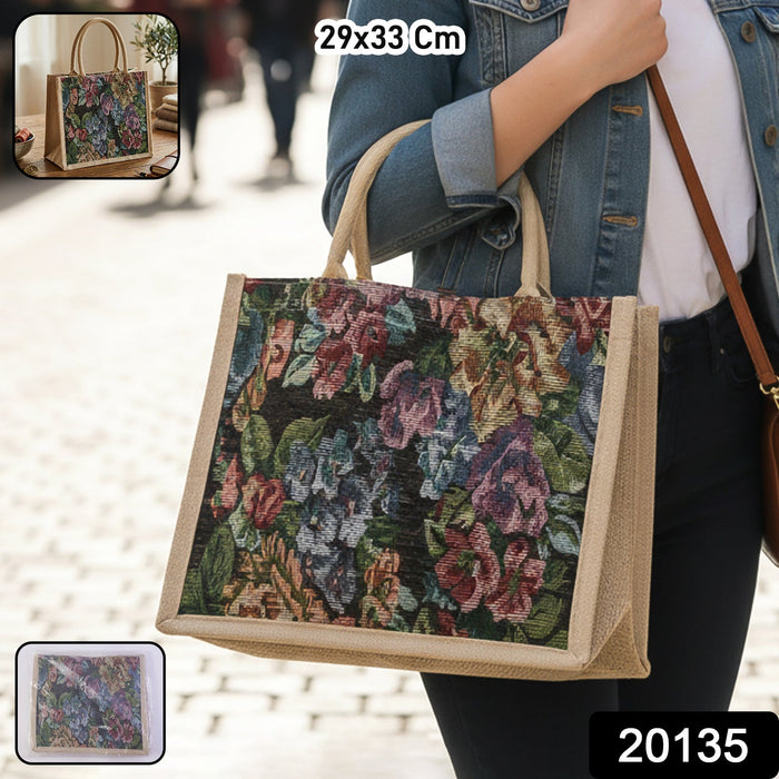 Multipurpose Floral Print Carry Hand Bag 1 Pc 29x33 Cm by Your Brand