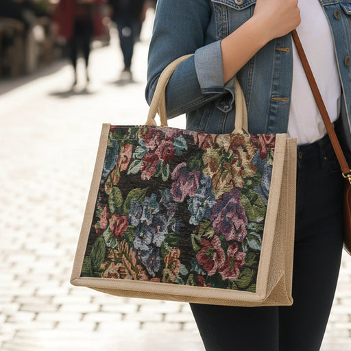 Multipurpose Floral Print Carry Hand Bag 1 Pc 29x33 Cm by Your Brand