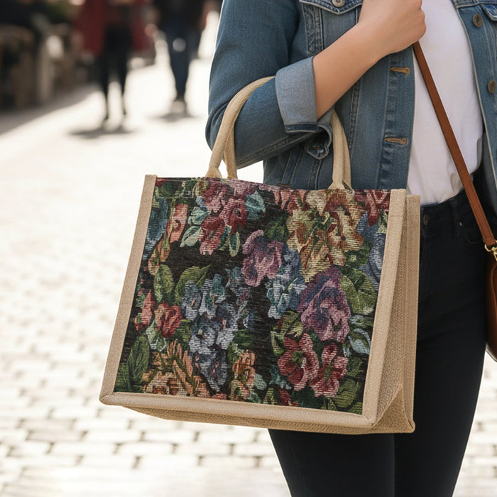 Multipurpose Floral Print Carry Hand Bag 1 Pc 29x33 Cm by Your Brand