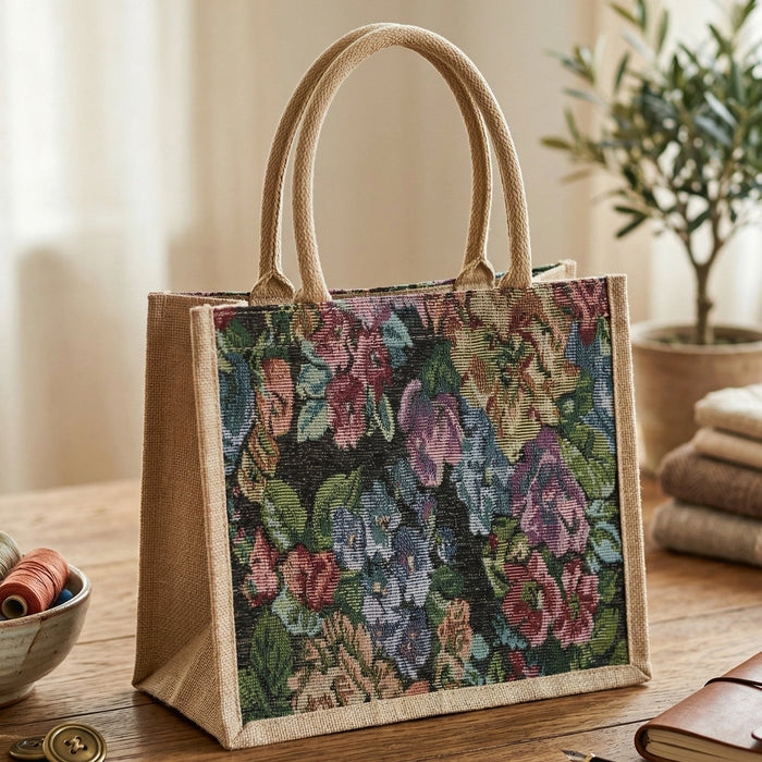 Multipurpose Floral Print Carry Hand Bag 1 Pc 29x33 Cm by Your Brand