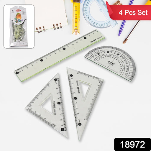 4-Piece Geometry Set, Triangle Ruler Protractor Straight Ruler by Your Brand