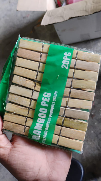 Heavy Duty Bamboo Wooden Cloth Clips / Pegs (20 Pcs Set) by Your Brand