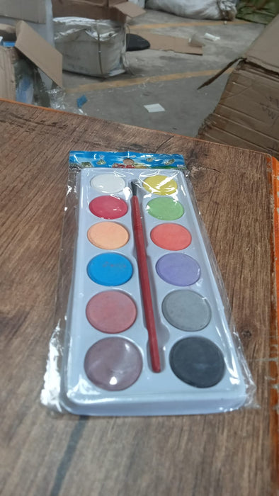 Painting Water Color Kit - 12 Shades and Paint Brush (13 Pcs) by Your Brand