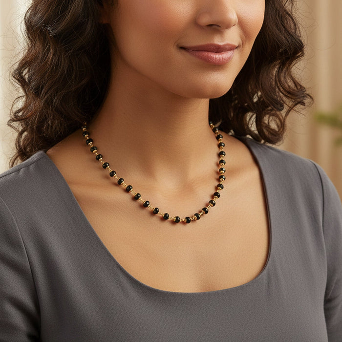 Traditional Black Beads Mangalsutra Style Necklace for Women (1 pc) by Your Brand