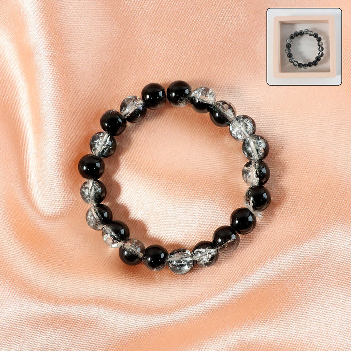 Elegant Dual-Tone Crystal Beaded Stretch Bracelet (1 Pc) by Your Brand