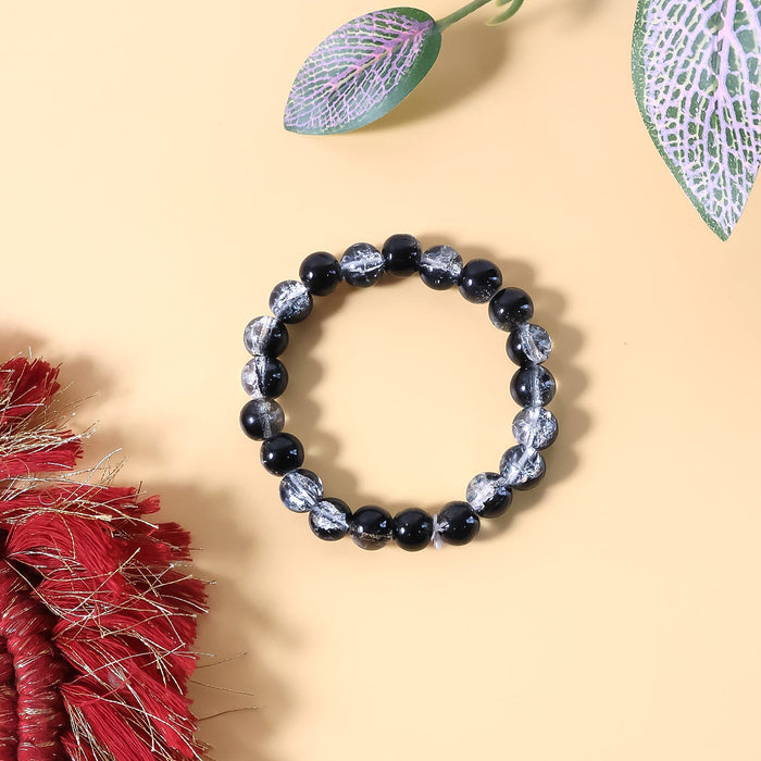 Elegant Dual-Tone Crystal Beaded Stretch Bracelet (1 Pc) by Your Brand
