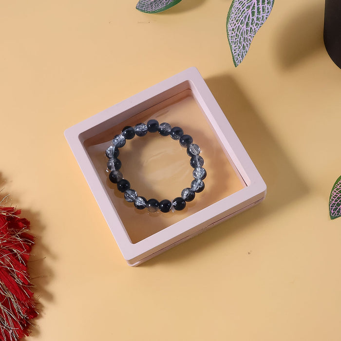 Elegant Dual-Tone Crystal Beaded Stretch Bracelet (1 Pc) by Your Brand