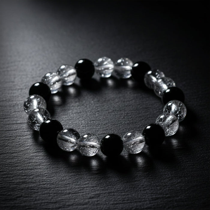Elegant Dual-Tone Crystal Beaded Stretch Bracelet (1 Pc) by Your Brand