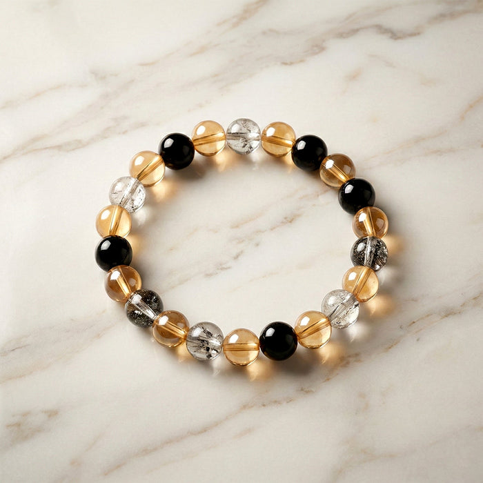 Elegant Dual-Tone Crystal Beaded Stretch Bracelet (1 Pc) by Your Brand