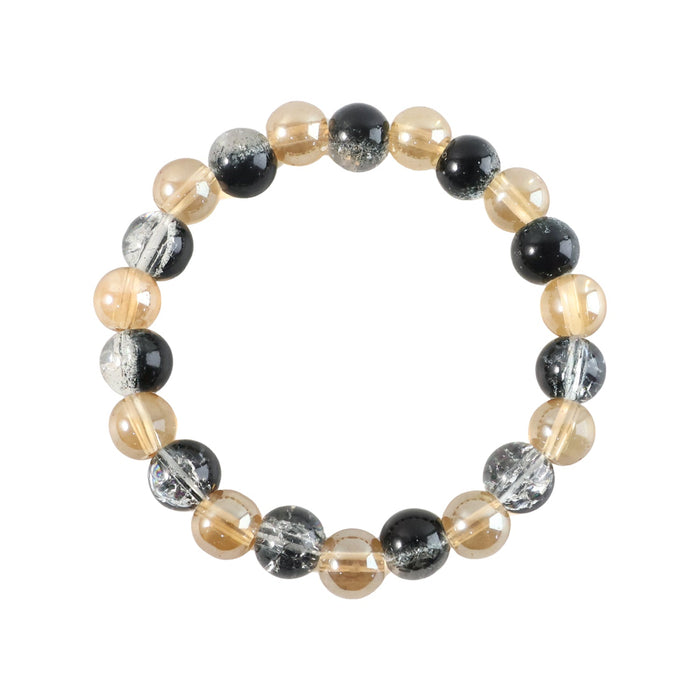 Elegant Dual-Tone Crystal Beaded Stretch Bracelet (1 Pc) by Your Brand