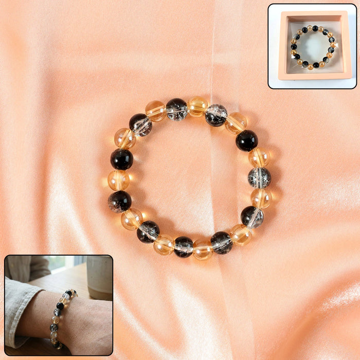 Elegant Dual-Tone Crystal Beaded Stretch Bracelet (1 Pc) by Your Brand