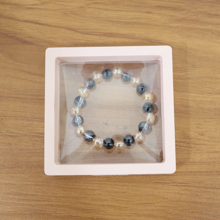 Elegant Dual-Tone Crystal Beaded Stretch Bracelet (1 Pc) by Your Brand