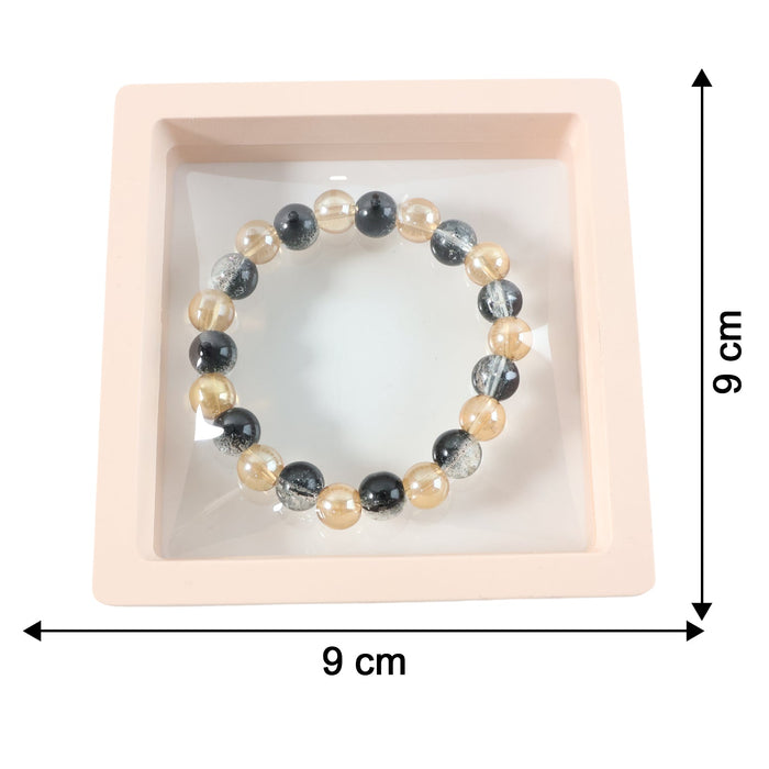 Elegant Dual-Tone Crystal Beaded Stretch Bracelet (1 Pc) by Your Brand