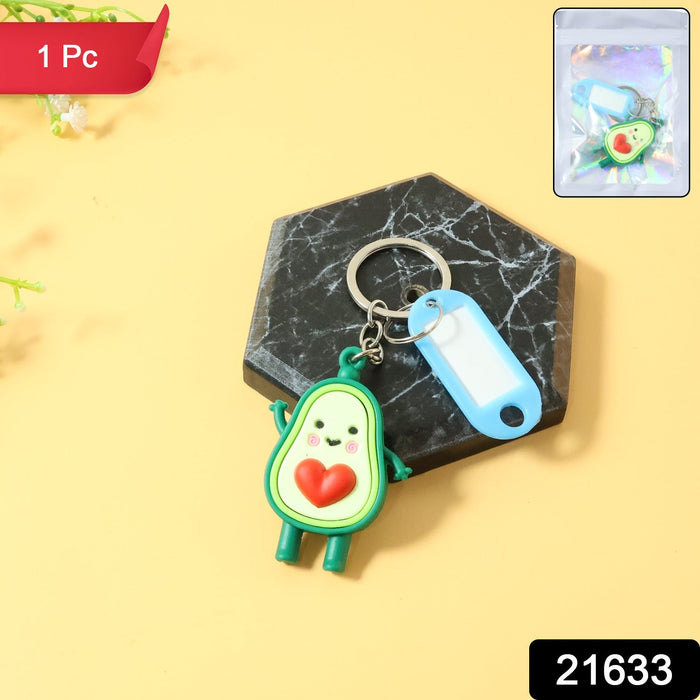 Cute Avocado Cartoon Keychain with Name Tag Holder (1 Pc) by Your Brand