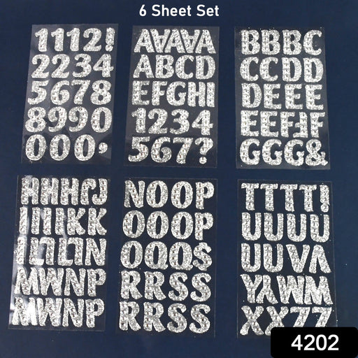 Silver Gem Letter & Numbers Stickers 1 Inch Letters, 130 Count (Pack of 6 Sheets) by Your Brand