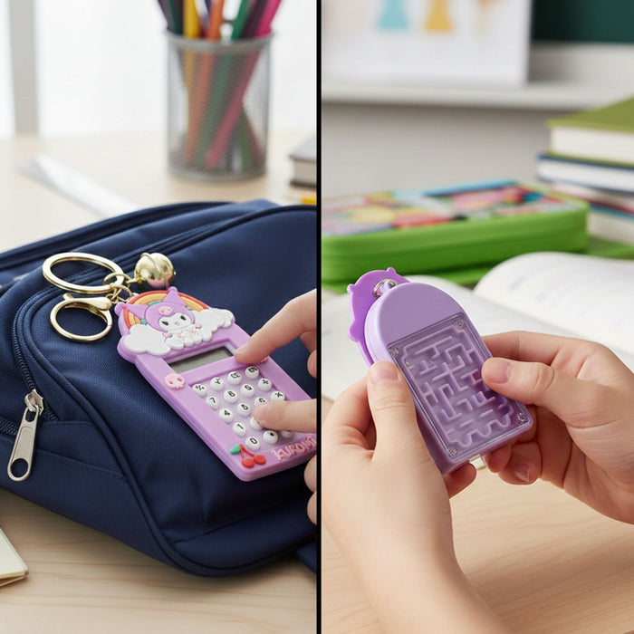 Cute Cartoon Kuromi Calculator Keychain with Mini Digital Display (1 Pc) by Your Brand