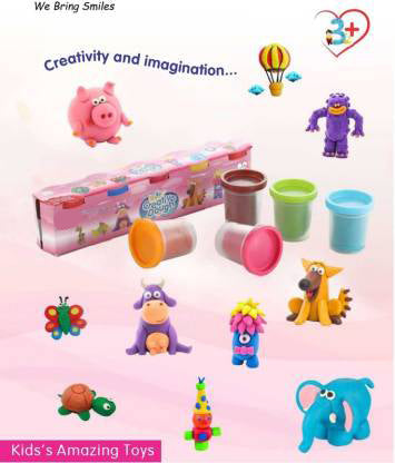 Non-Toxic Creative 50 Dough Clay 5 Different Colors (Pack of 5 Pcs) by Your Brand
