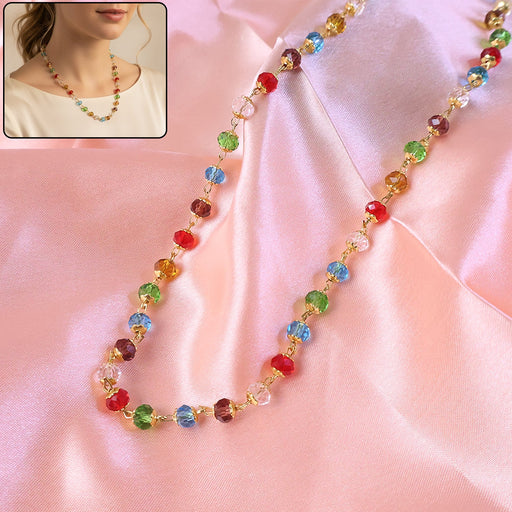 Multicolour Crystal Beaded Necklace with Gold-Tone Links (1Pc) by Your Brand
