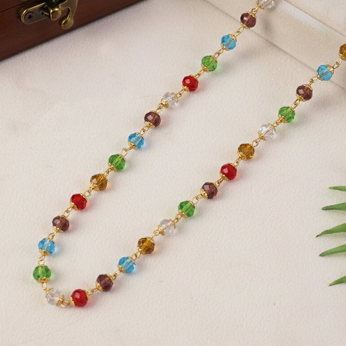 Multicolour Crystal Beaded Necklace with Gold-Tone Links (1Pc) by Your Brand
