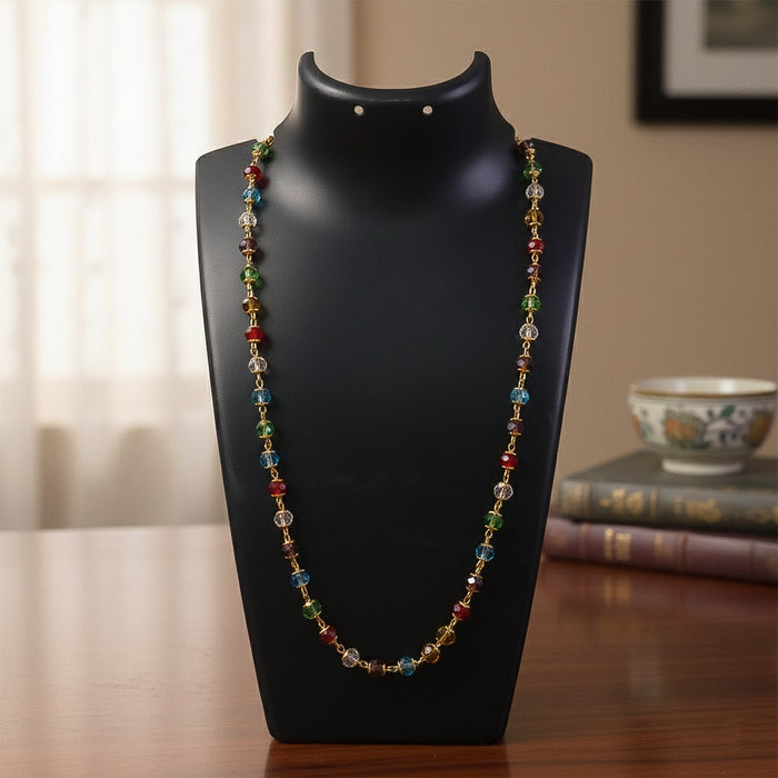 Multicolour Crystal Beaded Necklace with Gold-Tone Links (1Pc) by Your Brand