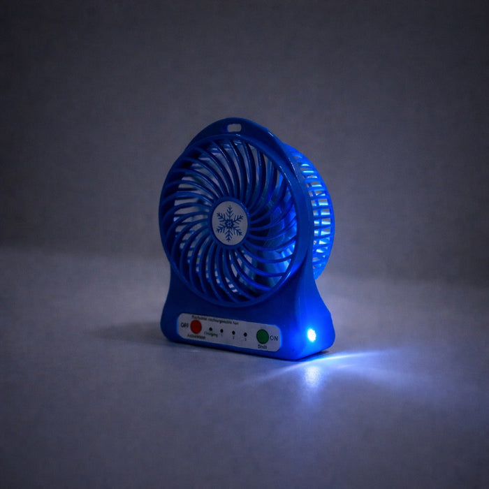 Portable Rechargeable Mini Table Fan With LED Light And Battery (1 Pc) by Your Brand