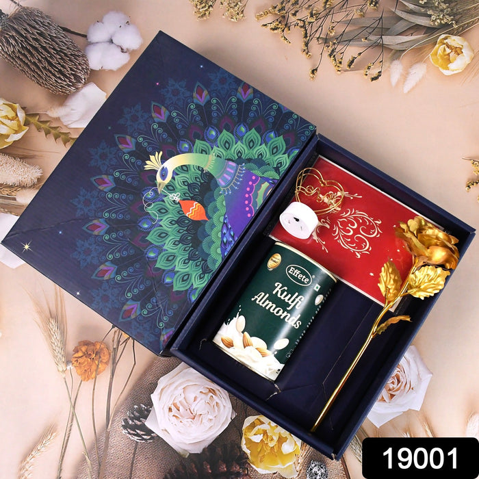 Valentine’s Day Love Set - Heart Light, Chocolates & Golden Flower Gift Box by Your Brand