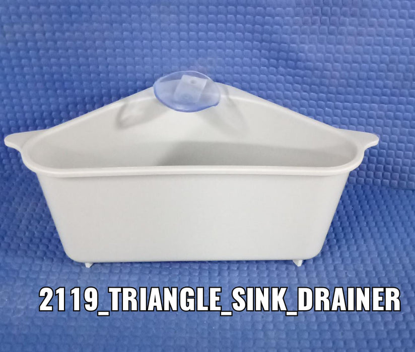 Sink drainer shelf with triangular shape and storage options